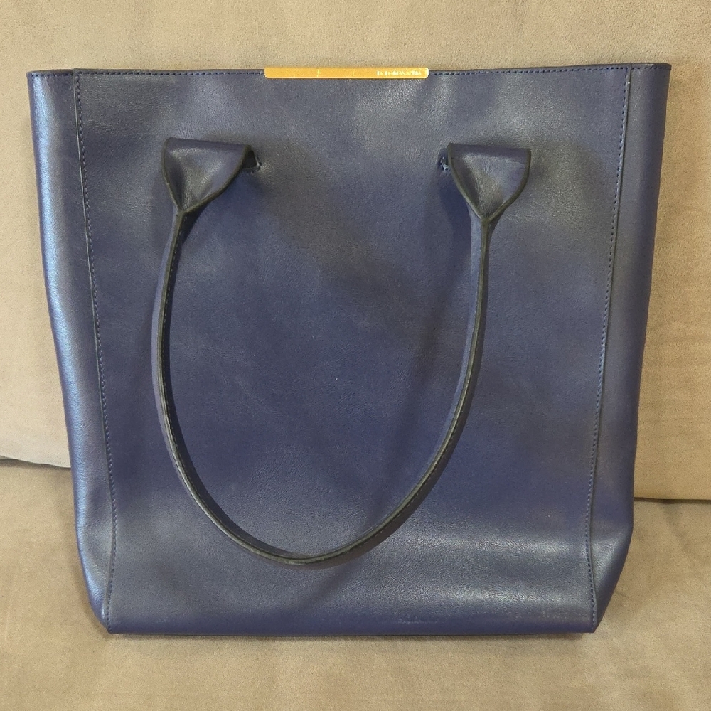 BCBG MaxAzria Navy Leather Tote Bag